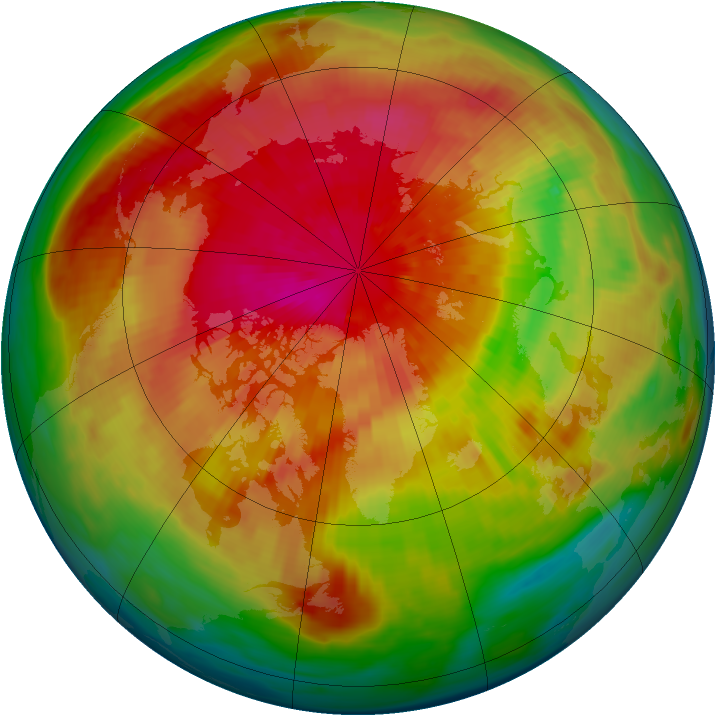 Arctic ozone map for 22 March 1985